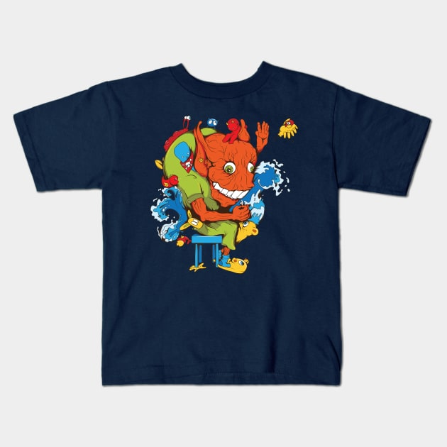 Funny Cartoon Monster Kids T-Shirt by Tpixx